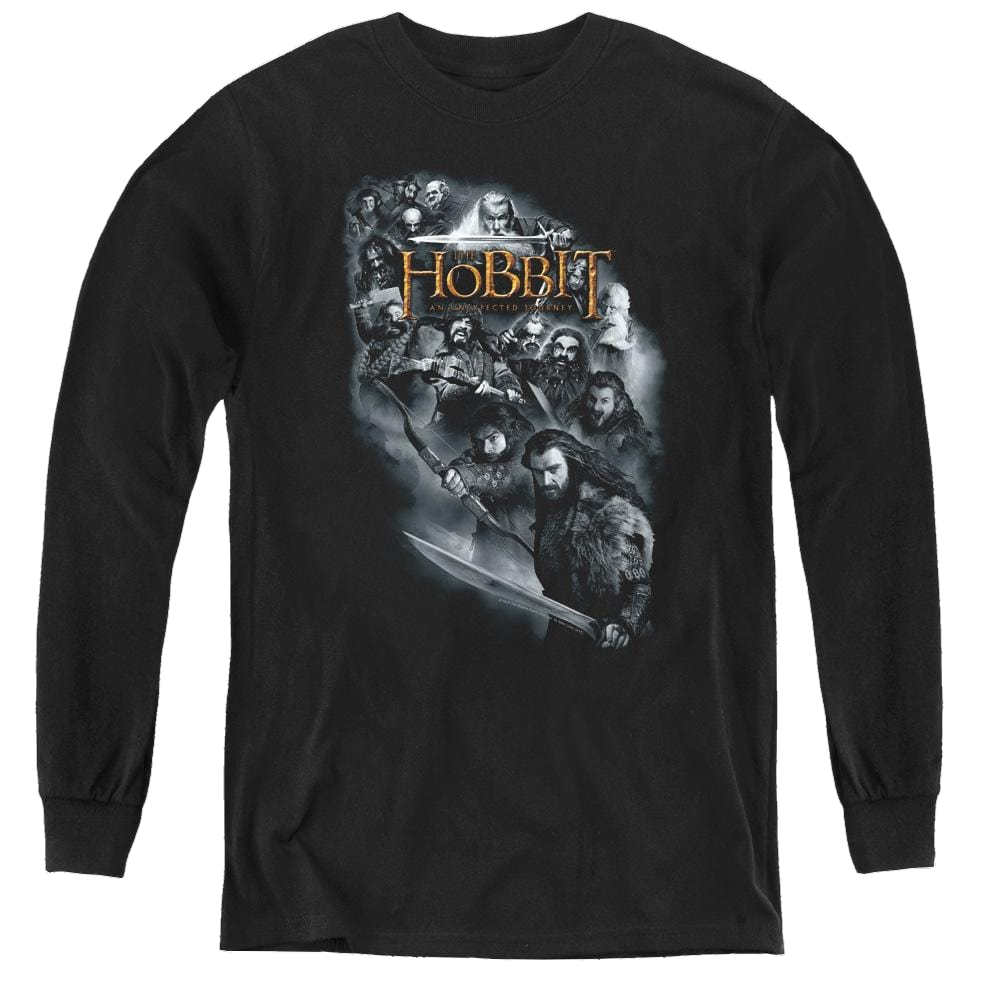 Hobbit Movie Trilogy, The Cast Of Characters - Youth Long Sleeve T-Shirt Youth Long Sleeve T-Shirt The Hobbit   