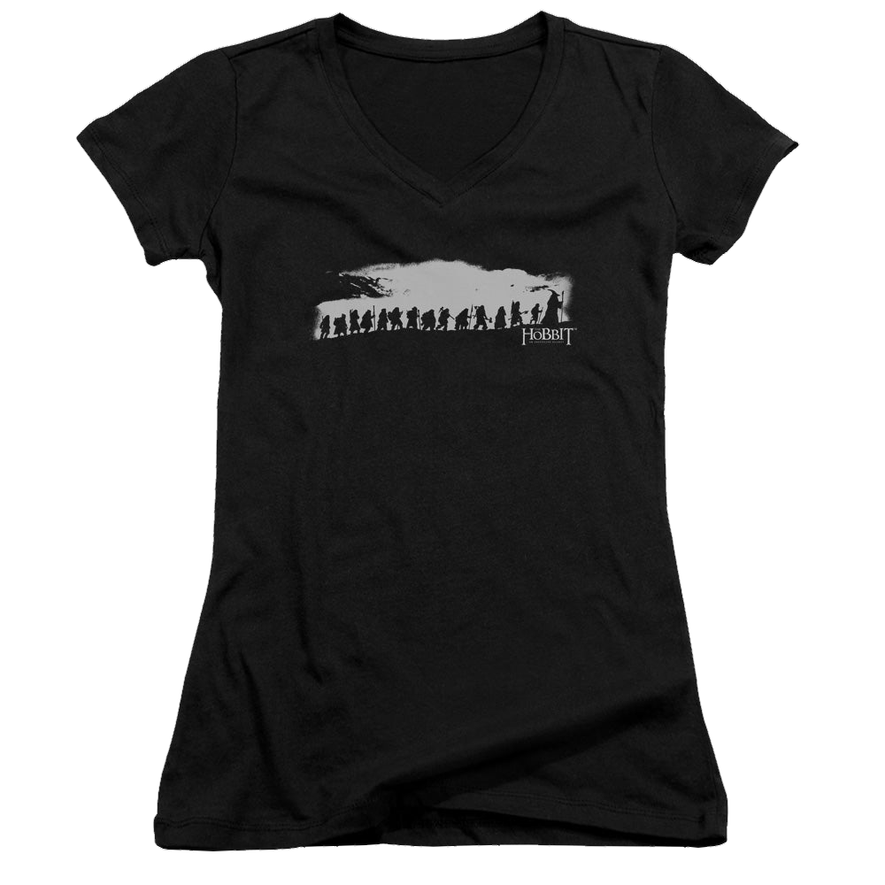 Hobbit Movie Trilogy, The The Company - Juniors V-Neck T-Shirt Juniors V-Neck T-Shirt The Hobbit   