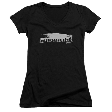 Hobbit Movie Trilogy, The The Company - Juniors V-Neck T-Shirt Juniors V-Neck T-Shirt The Hobbit   