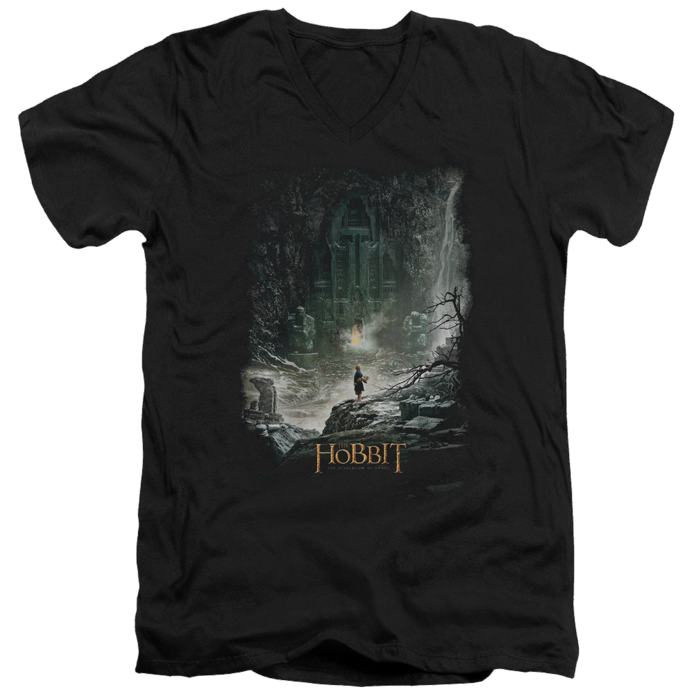 Hobbit Movie Trilogy, The At Smaugs Door - Men's V-Neck T-Shirt Men's V-Neck T-Shirt The Hobbit   