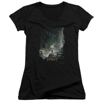 Hobbit Movie Trilogy, The At Smaugs Door - Juniors V-Neck T-Shirt Juniors V-Neck T-Shirt The Hobbit   