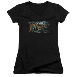 Hobbit Movie Trilogy, The Greetings From Mirkwood - Juniors V-Neck T-Shirt Juniors V-Neck T-Shirt The Hobbit   
