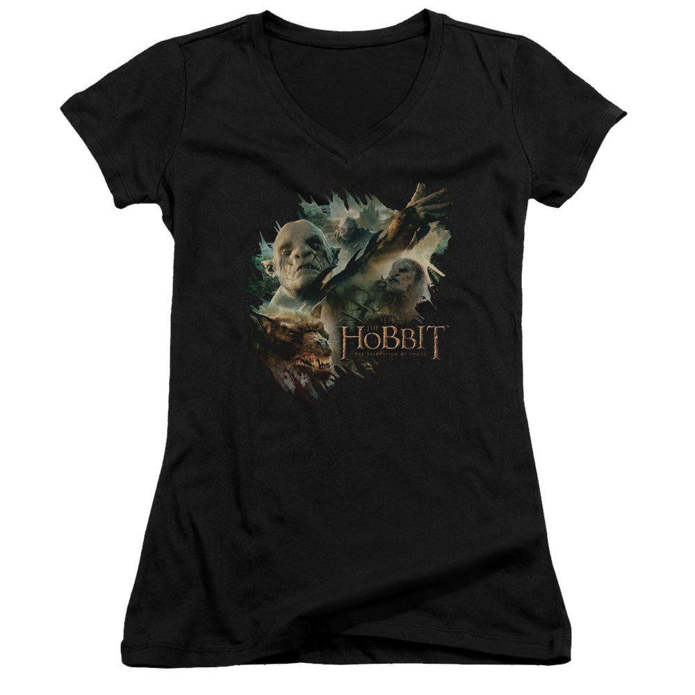 Hobbit Movie Trilogy, The Baddies - Juniors V-Neck T-Shirt Juniors V-Neck T-Shirt The Hobbit   