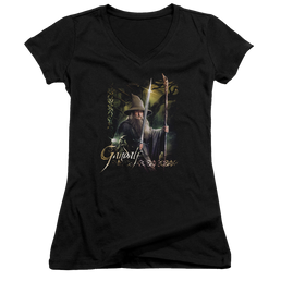 Hobbit Movie Trilogy, The Sword And Staff - Juniors V-Neck T-Shirt Juniors V-Neck T-Shirt The Hobbit   