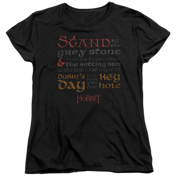 Black women's t-shirt with The Hobbit Keyhole graphic