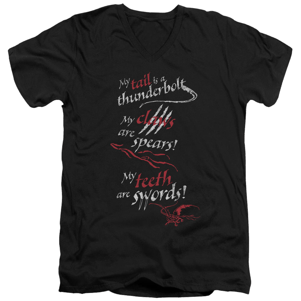 Hobbit Movie Trilogy, The Tail Claws Teeth - Men's V-Neck T-Shirt Men's V-Neck T-Shirt The Hobbit   