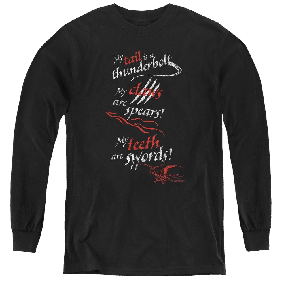 Hobbit Movie Trilogy, The Tail Claws Teeth - Youth Long Sleeve T-Shirt Youth Long Sleeve T-Shirt The Hobbit   