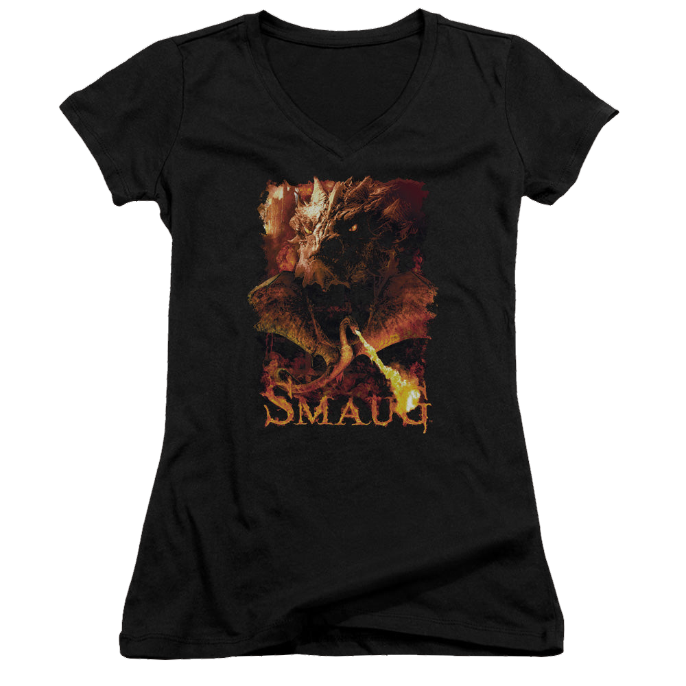 Hobbit Movie Trilogy, The Smolder - Juniors V-Neck T-Shirt Juniors V-Neck T-Shirt The Hobbit   