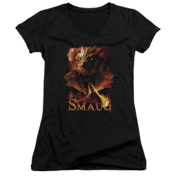 Hobbit Movie Trilogy, The Smolder - Juniors V-Neck T-Shirt Juniors V-Neck T-Shirt The Hobbit   
