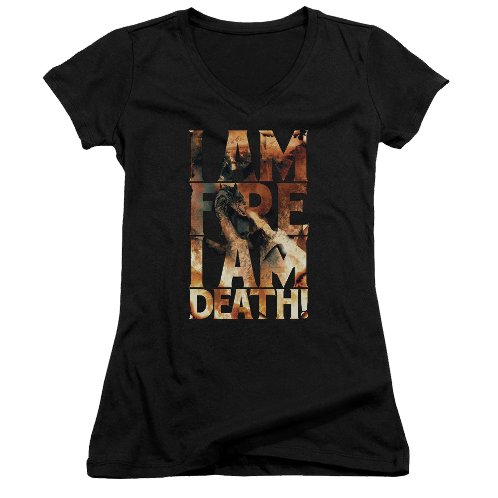Hobbit Movie Trilogy, The I Am Fire - Juniors V-Neck T-Shirt Juniors V-Neck T-Shirt The Hobbit   