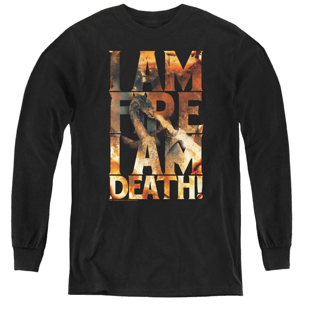 Hobbit Movie Trilogy, The I Am Fire - Youth Long Sleeve T-Shirt Youth Long Sleeve T-Shirt The Hobbit   
