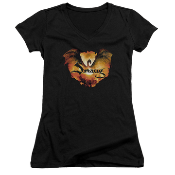 Hobbit Movie Trilogy, The Reign In Flame - Juniors V-Neck T-Shirt Juniors V-Neck T-Shirt The Hobbit   