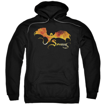 Black pullover hoodie with The Hobbit Smaug On Fire graphic