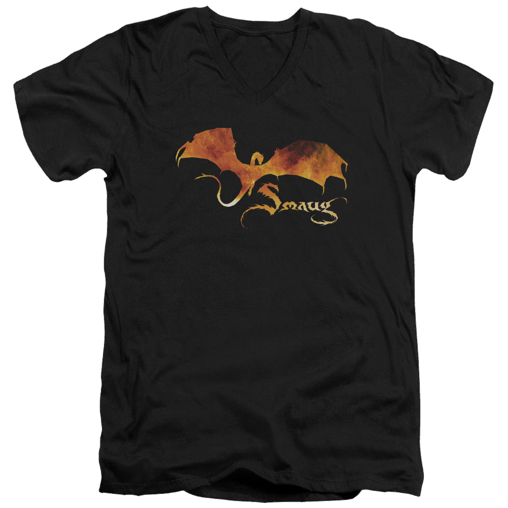 Hobbit Movie Trilogy, The Smaug On Fire - Men's V-Neck T-Shirt Men's V-Neck T-Shirt The Hobbit   