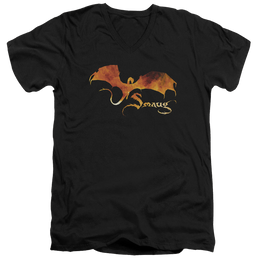 Hobbit Movie Trilogy, The Smaug On Fire - Men's V-Neck T-Shirt Men's V-Neck T-Shirt The Hobbit   