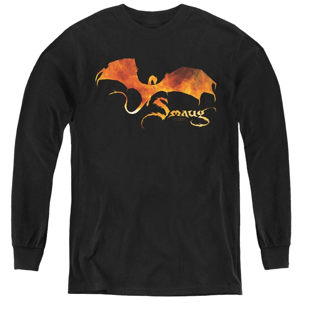Hobbit Movie Trilogy, The Smaug On Fire - Youth Long Sleeve T-Shirt Youth Long Sleeve T-Shirt The Hobbit   