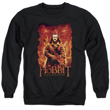 Black men's crewneck sweatshirt with The Hobbit Fates graphic