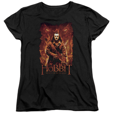 Black women's t-shirt with The Hobbit Fates graphic