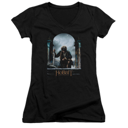 Hobbit Movie Trilogy, The Bilbo Poster - Juniors V-Neck T-Shirt Juniors V-Neck T-Shirt The Hobbit   