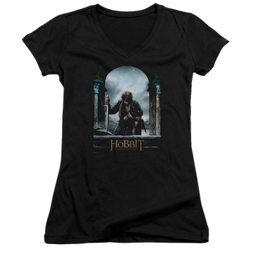 Hobbit Movie Trilogy, The Bilbo Poster - Juniors V-Neck T-Shirt Juniors V-Neck T-Shirt The Hobbit   