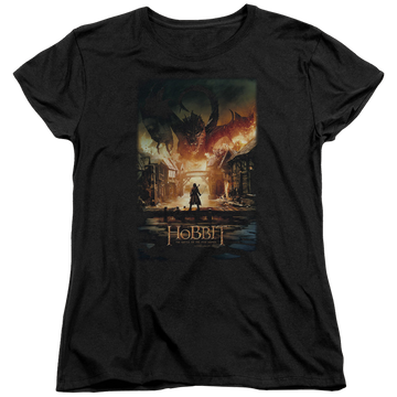 Black women's t-shirt with The Hobbit Smaug Poster graphic