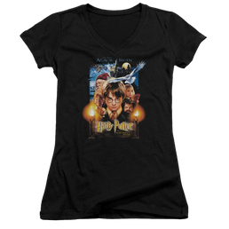 Harry Potter Movie Poster Juniors V-Neck T-Shirt Juniors V-Neck T-Shirt Harry Potter   