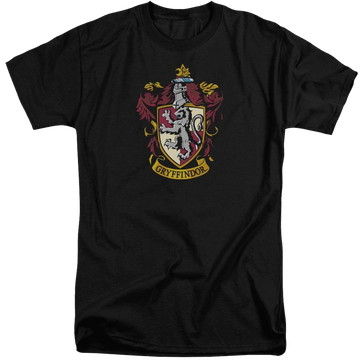 Black men's tall fit t-shirt with Harry Potter Gryffindor Crest graphic
