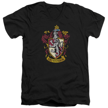 Black men's v-neck t-shirt with Harry Potter Gryffindor Crest graphic