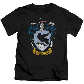 Black kid's t-shirt for ages 4 to 7 with Harry Potter Ravenclaw Crest graphic