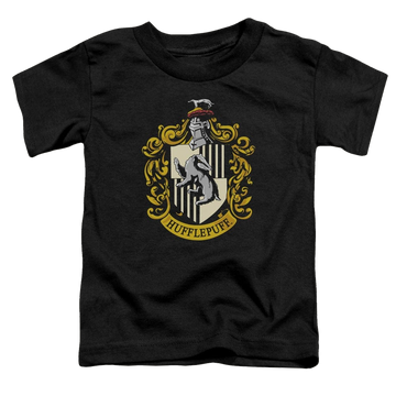 Black toddler t-shirt with Harry Potter Hufflepuff Crest graphic