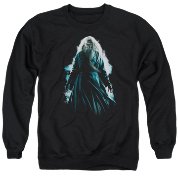 Black men's crewneck sweatshirt with Harry Potter Dumbledore Burst graphic
