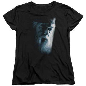 Black women's t-shirt with Harry Potter Dumbledore Face graphic