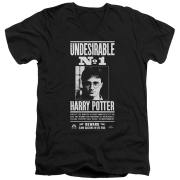 Black men's v-neck t-shirt with Harry Potter Undesirable No 1 graphic