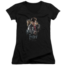 Harry Potter Deathly Hollows Cast Juniors V-Neck T-Shirt Juniors V-Neck T-Shirt Harry Potter   