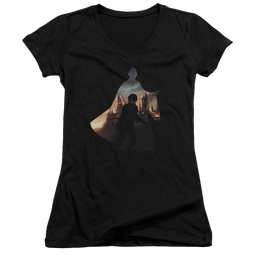 Harry Potter Voldemort Looms Juniors V-Neck T-Shirt Juniors V-Neck T-Shirt Harry Potter   