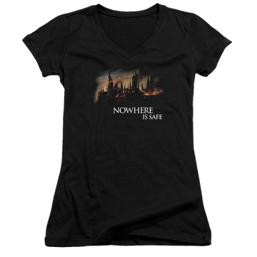 Harry Potter Burning Hogwarts Juniors V-Neck T-Shirt Juniors V-Neck T-Shirt Harry Potter   