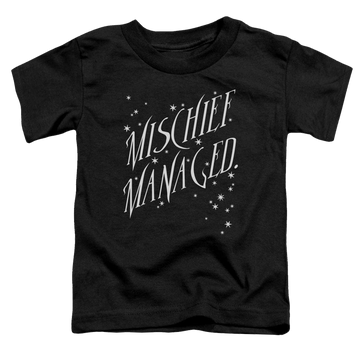 Black toddler t-shirt with Harry Potter Mischief Managed 4 graphic