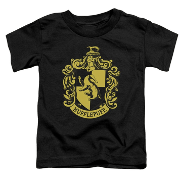 Black toddler t-shirt with Harry Potter Hufflepuff Crest graphic