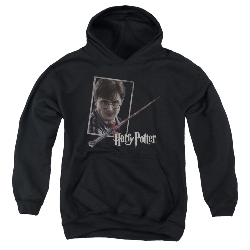 Harry Potter Harrys Wand Portrait - Youth Hoodie Youth Hoodie (Ages 8-12) Harry Potter   