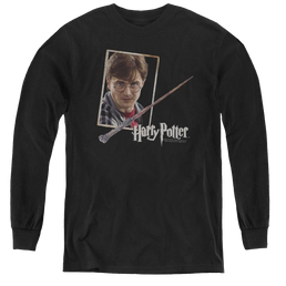 Harry Potter Harrys Wand Portrait - Youth Long Sleeve T-Shirt Youth Long Sleeve T-Shirt Harry Potter   