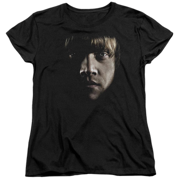 Black women's t-shirt with Harry Potter Ron Poster Head graphic
