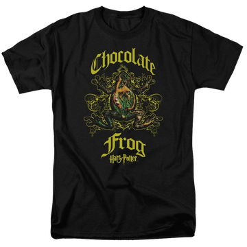 Black men's regular fit t-shirt with Harry Potter Chocolate Frog graphic