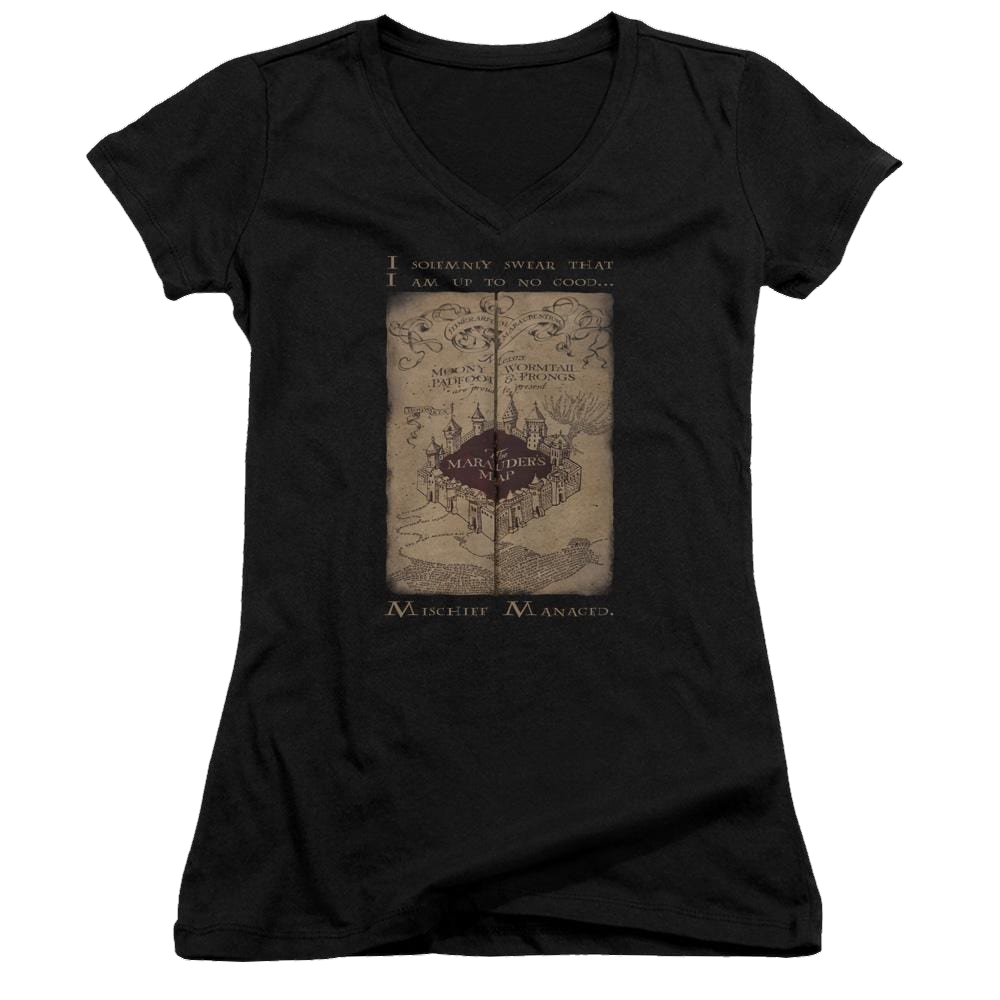 Harry Potter Marauders Map Words Juniors V-Neck T-Shirt Juniors V-Neck T-Shirt Harry Potter   