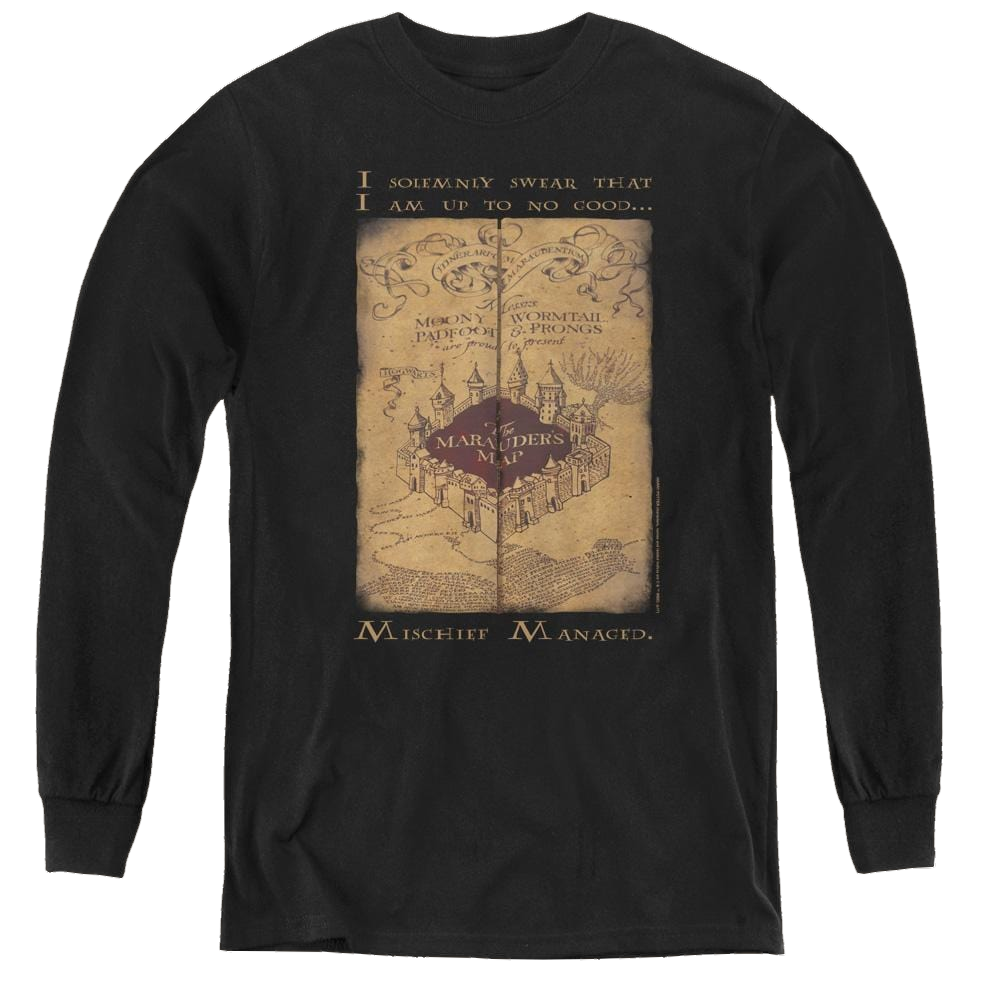 Harry Potter Marauders Map Words - Youth Long Sleeve T-Shirt Youth Long Sleeve T-Shirt Harry Potter   