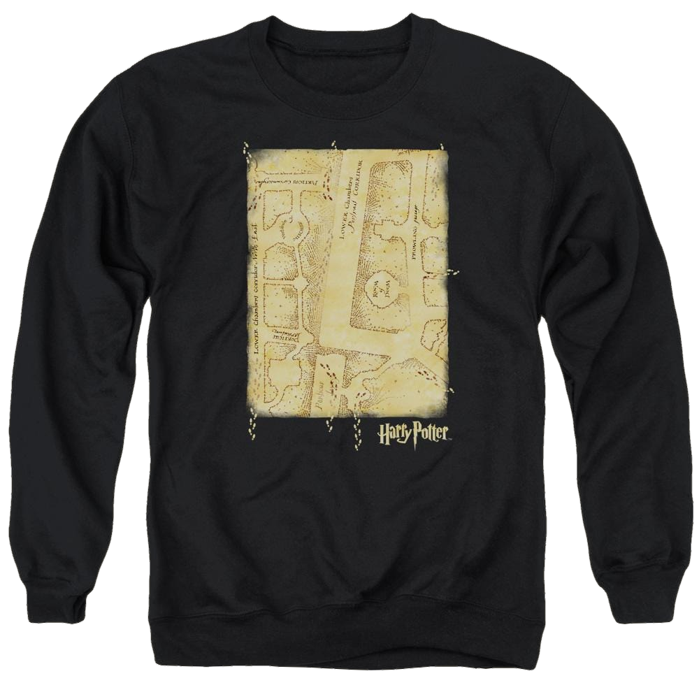 Harry Potter Marauders Map Interior Men's Crewneck Sweatshirt Men's Crewneck Sweatshirt Harry Potter   