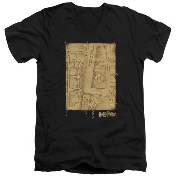 Black men's v-neck t-shirt with Harry Potter Marauders Map Interior graphic