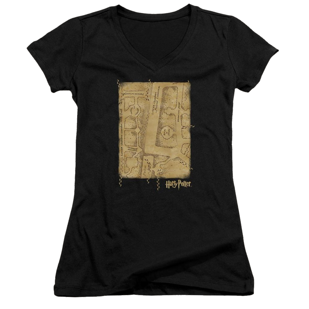 Harry Potter Marauders Map Interior Juniors V-Neck T-Shirt Juniors V-Neck T-Shirt Harry Potter   