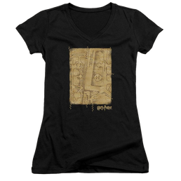 Harry Potter Marauders Map Interior Juniors V-Neck T-Shirt Juniors V-Neck T-Shirt Harry Potter   