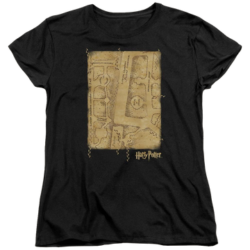 Black women's t-shirt with Harry Potter Marauders Map Interior graphic