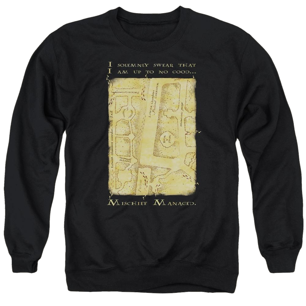 Harry Potter Marauders Map Interior Words Men's Crewneck Sweatshirt Men's Crewneck Sweatshirt Harry Potter   
